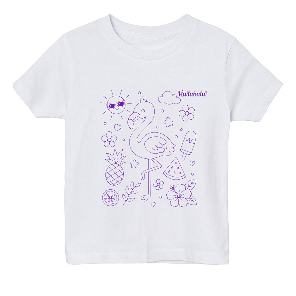 Farvelæg t-shirt - flamingo (inkl. tusser)