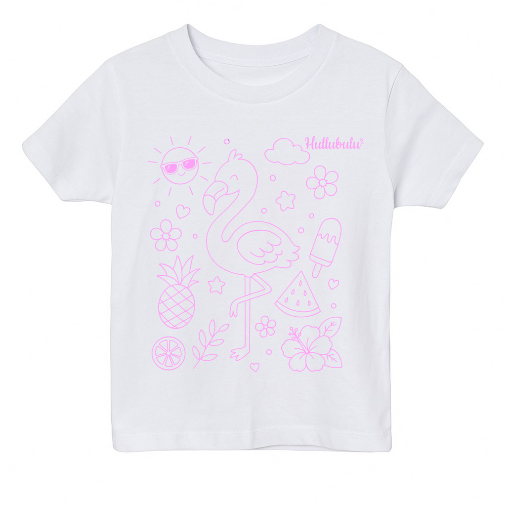 Farvelæg t-shirt - flamingo (inkl. tusser)