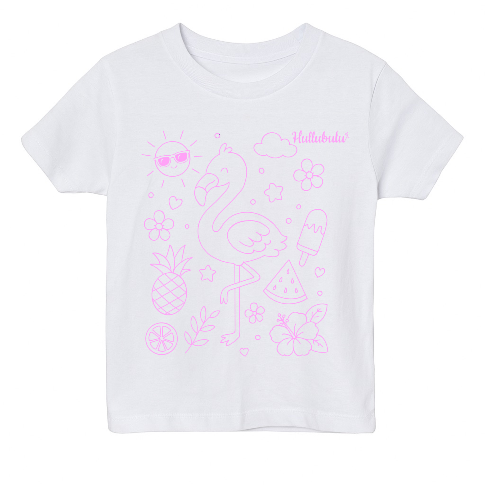 Farvelæg t-shirt - flamingo (inkl. tusser)