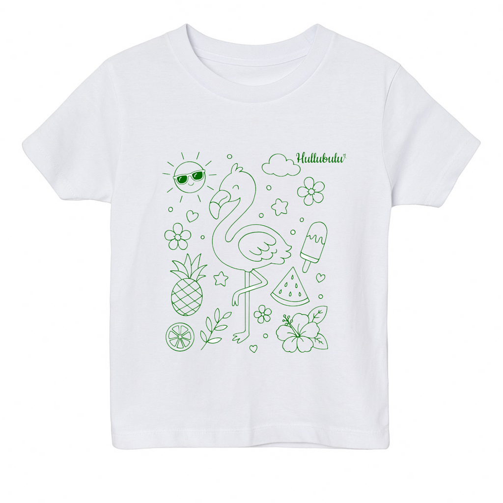 Farvelæg t-shirt - flamingo (inkl. tusser)