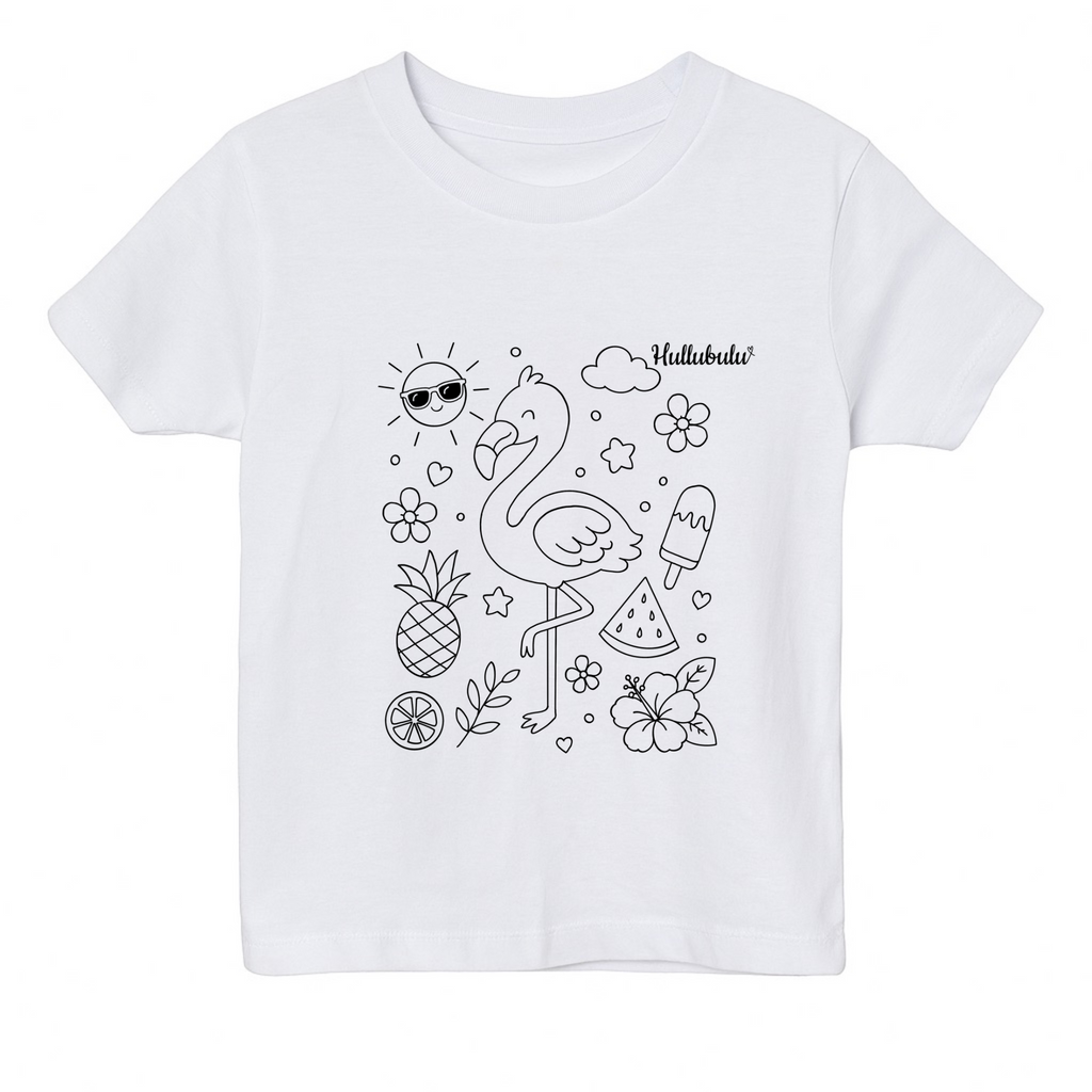 Farvelæg t-shirt - flamingo (inkl. tusser)