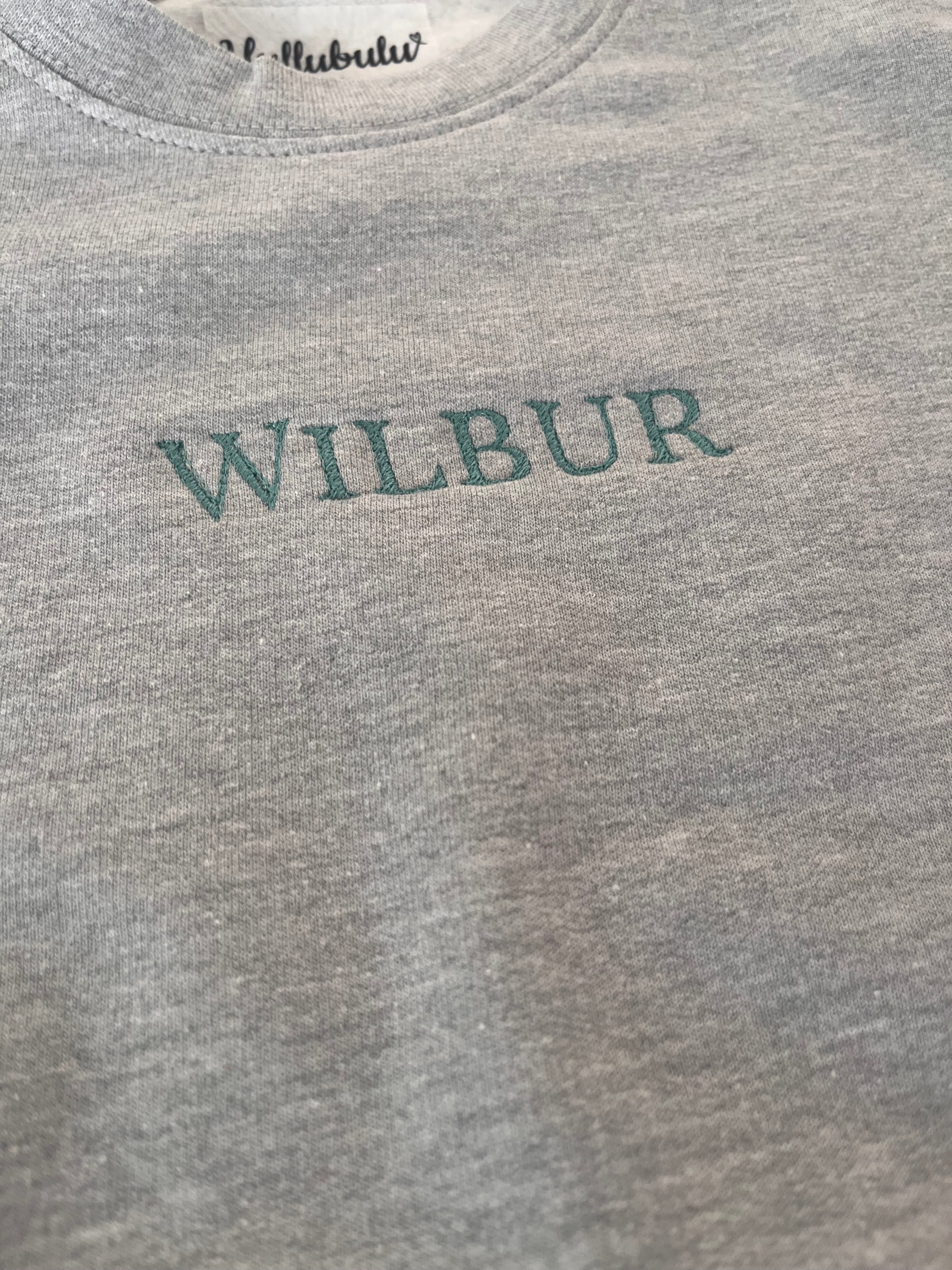 Grå Sweatshirt med broderet navn børn